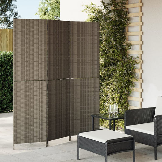 Room Divider with 3 Gray Panels in Polyrattan