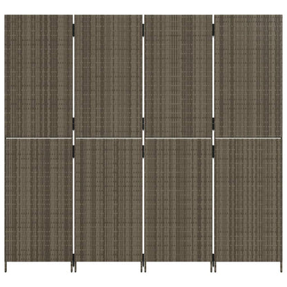 Divisorio per Ambienti a 4 Pannelli Grigio in Polyrattan | homemem39