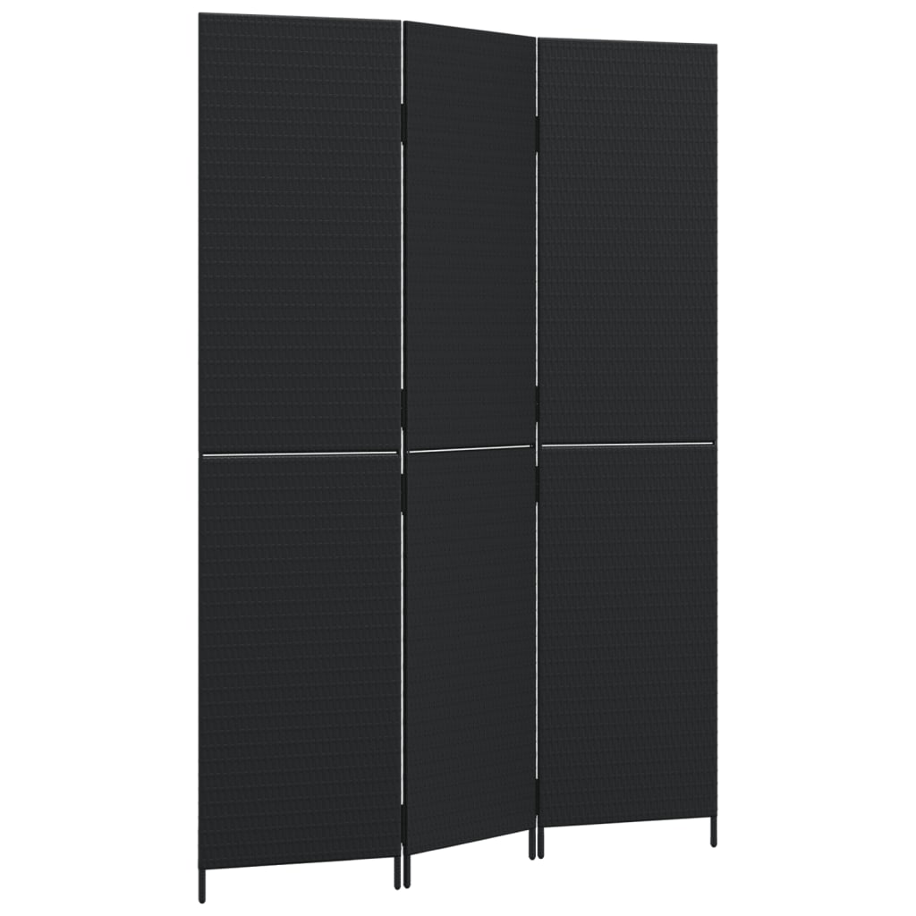 Divisorio per Ambienti a 3 Pannelli Nero in Polyrattan | homemem39
