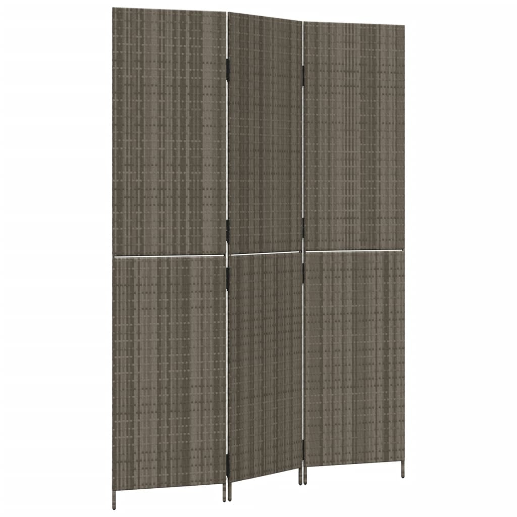 Divisorio per Ambienti a 3 Pannelli Grigio in Polyrattan | homemem39