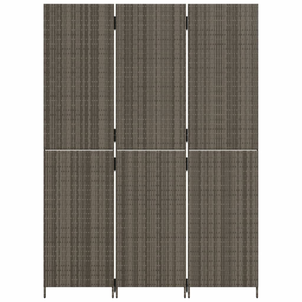 Divisorio per Ambienti a 3 Pannelli Grigio in Polyrattan | homemem39