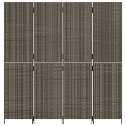 Divisorio per Ambienti a 4 Pannelli Grigio in Polyrattan | homemem39