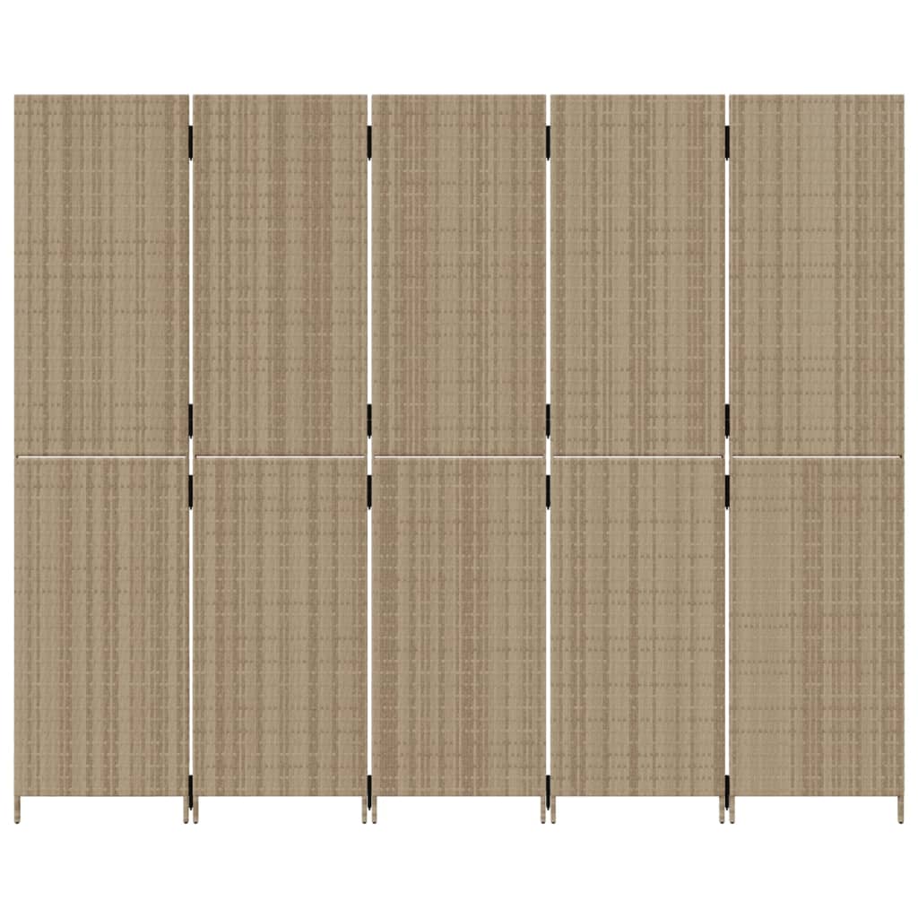 Divisorio per Ambienti a 5 Pannelli Beige in Polyrattan - homemem39