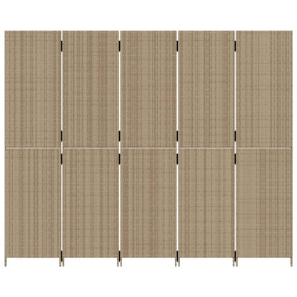 Divisorio per Ambienti a 5 Pannelli Beige in Polyrattan - homemem39