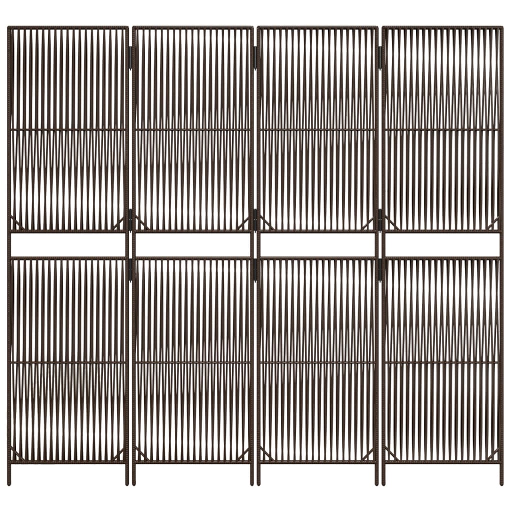 Divisorio per Ambienti a 4 Pannelli Marrone in Polyrattan - homemem39