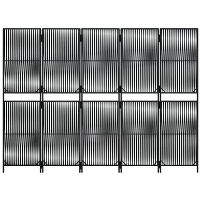 Divisorio per Ambienti a 5 Pannelli Nero in Polyrattan - homemem39