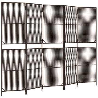 Divisorio per Ambienti a 5 Pannelli Marrone in Polyrattan - homemem39