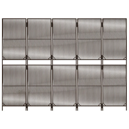 Divisorio per Ambienti a 5 Pannelli Marrone in Polyrattan - homemem39