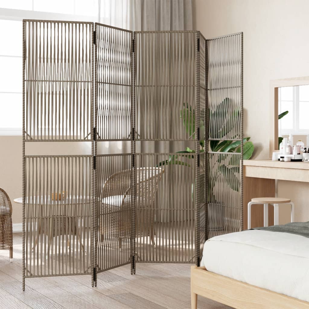 Room Divider with 5 Gray Panels in Polyrattan