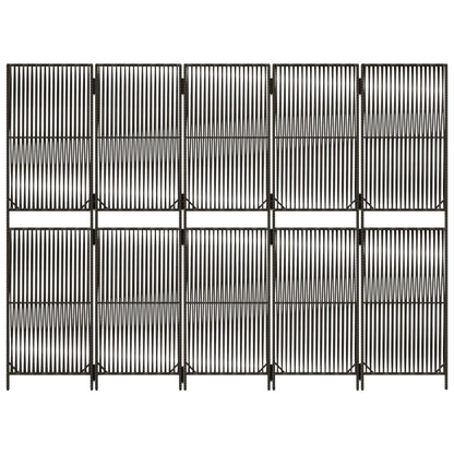 Divisorio per Ambienti a 5 Pannelli Grigio in Polyrattan - homemem39