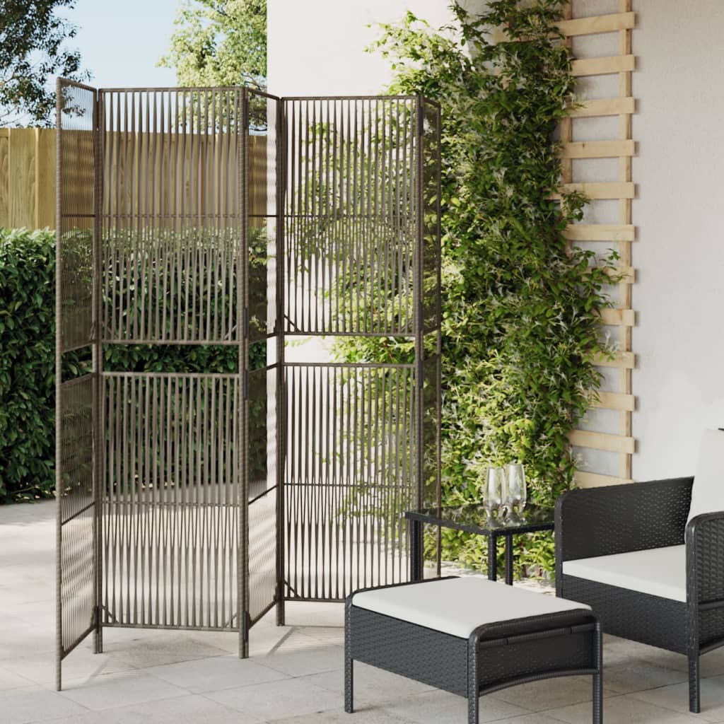 Room Divider with 5 Gray Panels in Polyrattan