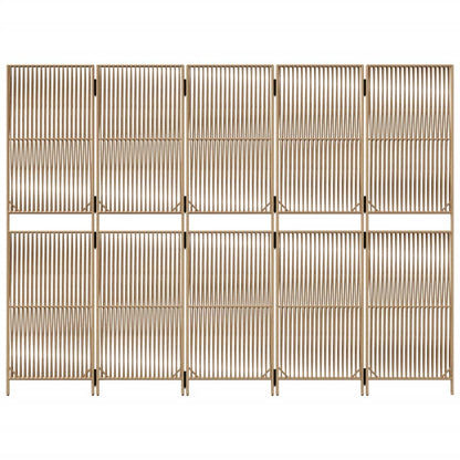 Divisorio per Ambienti a 5 Pannelli Beige in Polyrattan - homemem39