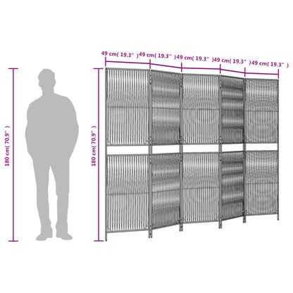 Room Divider with 5 Beige Panels in Polyrattan