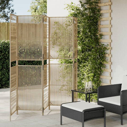 Room Divider with 5 Beige Panels in Polyrattan
