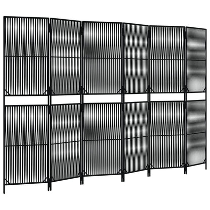 Divisorio per Ambienti a 6 Pannelli Nero in Polyrattan - homemem39