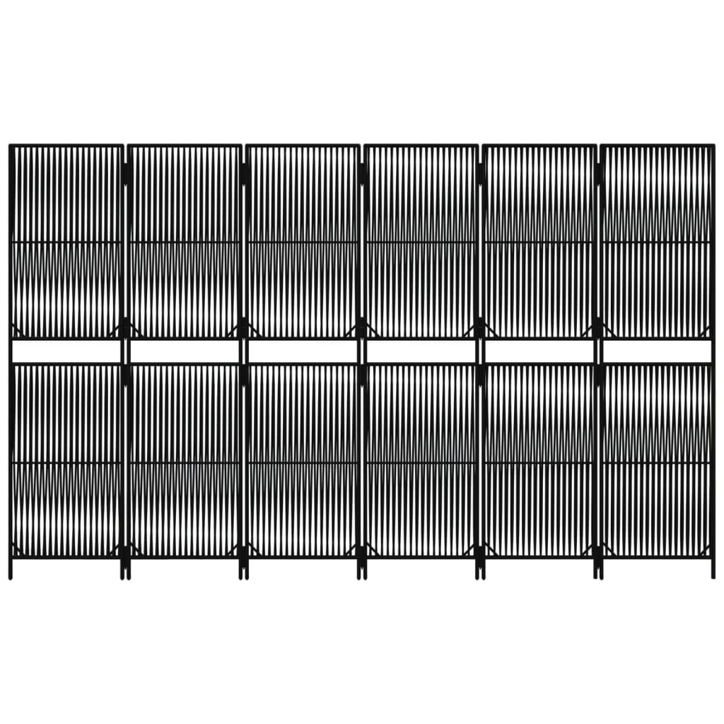 Divisorio per Ambienti a 6 Pannelli Nero in Polyrattan - homemem39