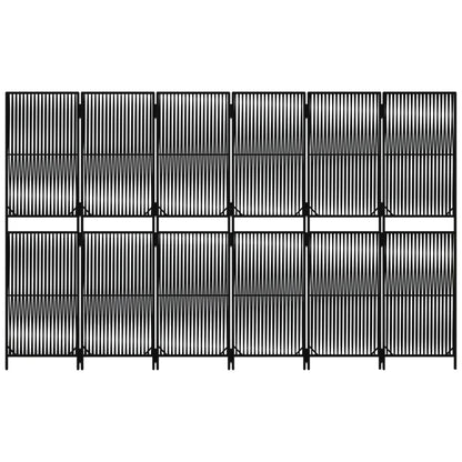 Divisorio per Ambienti a 6 Pannelli Nero in Polyrattan - homemem39