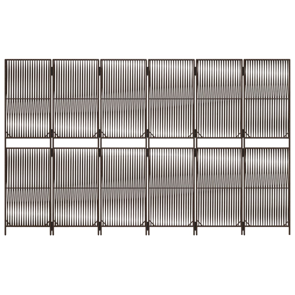 Divisorio per Ambienti a 6 Pannelli Marrone in Polyrattan - homemem39