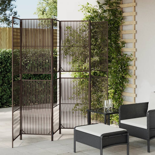 Room Divider with 6 Brown Panels in Polyrattan
