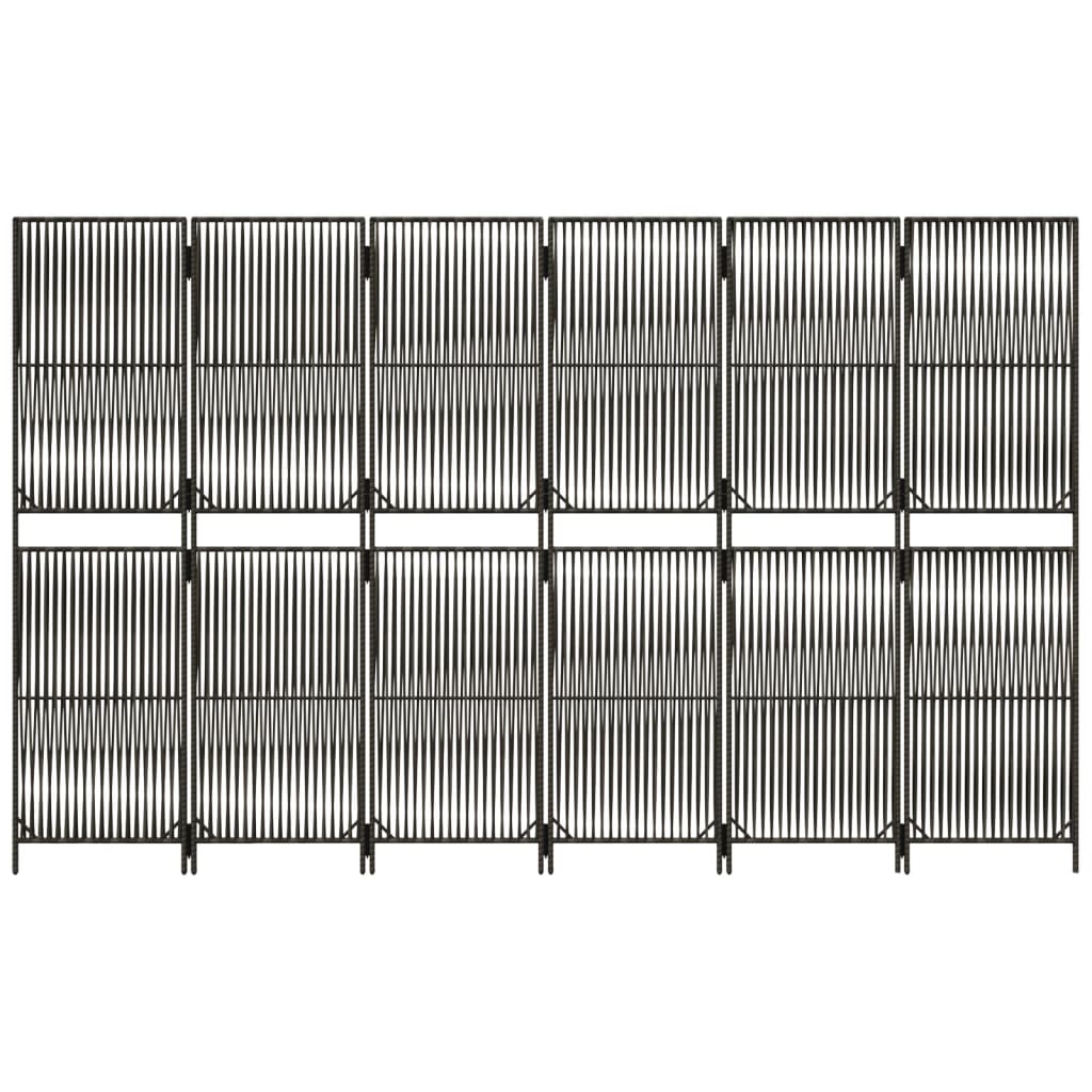 Divisorio per Ambienti a 6 Pannelli Grigio in Polyrattan - homemem39