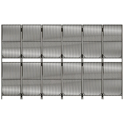 Divisorio per Ambienti a 6 Pannelli Grigio in Polyrattan - homemem39