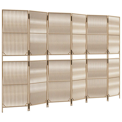 Room Divider with 6 Beige Panels in Polyrattan