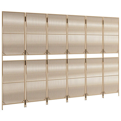 Room Divider with 6 Beige Panels in Polyrattan