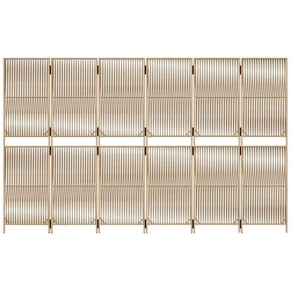 Room Divider with 6 Beige Panels in Polyrattan