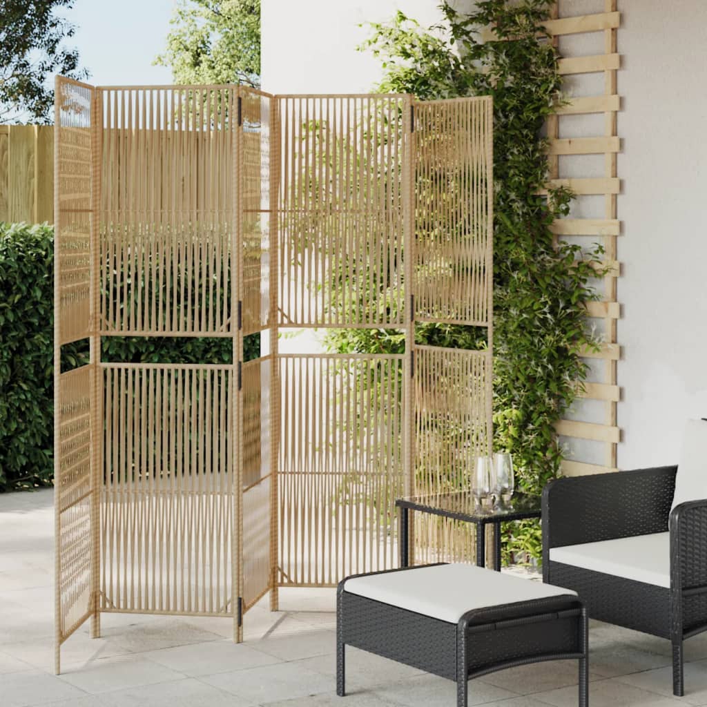 Room Divider with 6 Beige Panels in Polyrattan