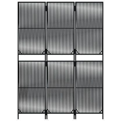 Divisorio per Ambienti a 3 Pannelli Nero in Polyrattan - homemem39