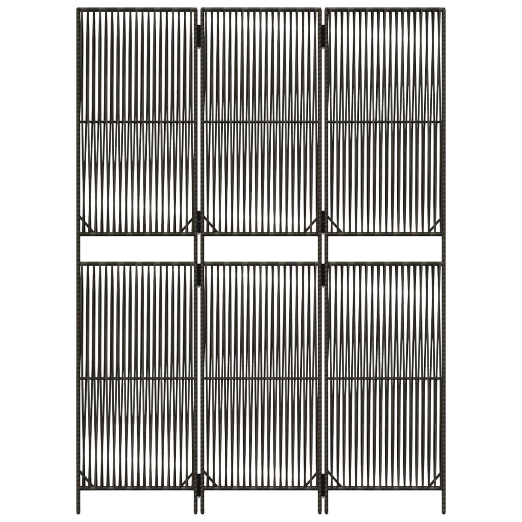 Divisorio per Ambienti a 3 Pannelli Grigio in Polyrattan - homemem39