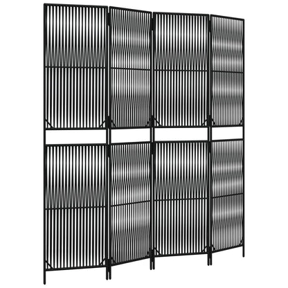 Divisorio per Ambienti a 4 Pannelli Nero in Polyrattan - homemem39