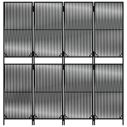 Divisorio per Ambienti a 4 Pannelli Nero in Polyrattan