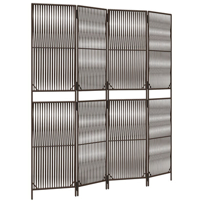 Room Divider with 4 Brown Panels in Polyrattan
