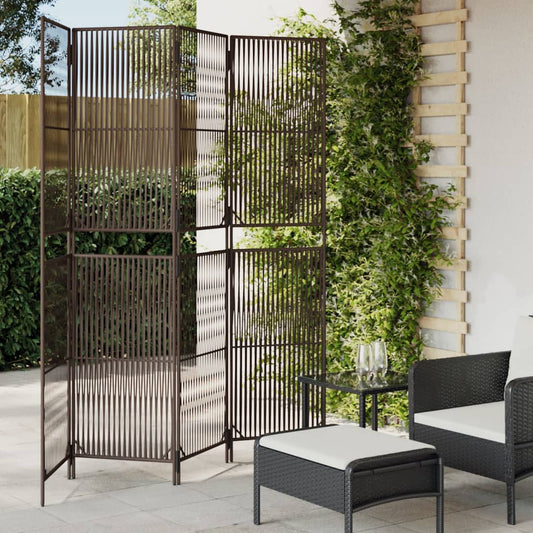 Room Divider with 4 Brown Panels in Polyrattan