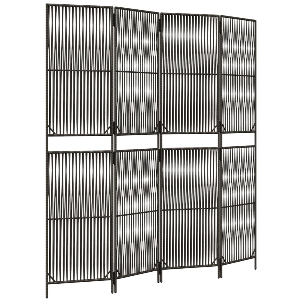 Room Divider with 4 Gray Panels in Polyrattan