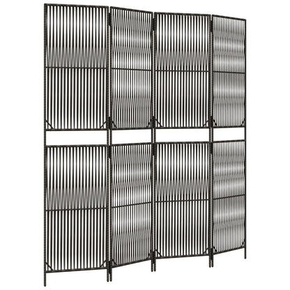 Divisorio per Ambienti a 4 Pannelli Grigio in Polyrattan - homemem39