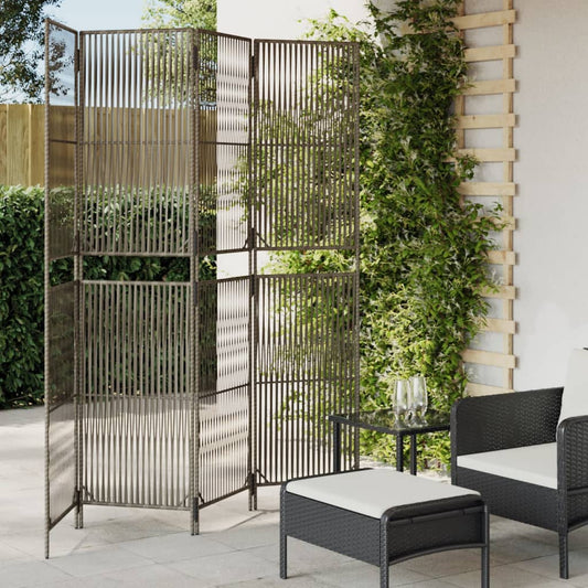 Room Divider with 4 Gray Panels in Polyrattan