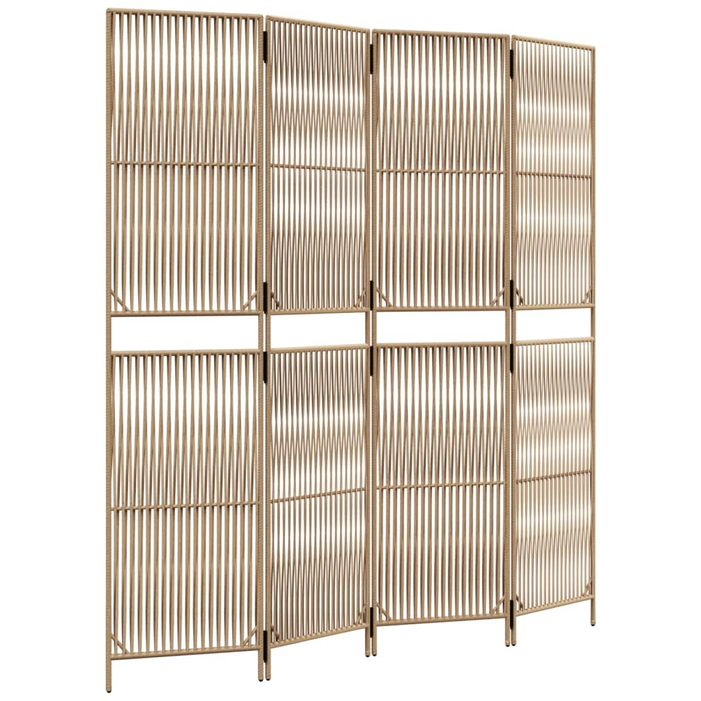 Room Divider with 4 Beige Panels in Polyrattan