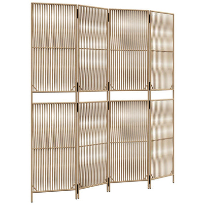 Room Divider with 4 Beige Panels in Polyrattan