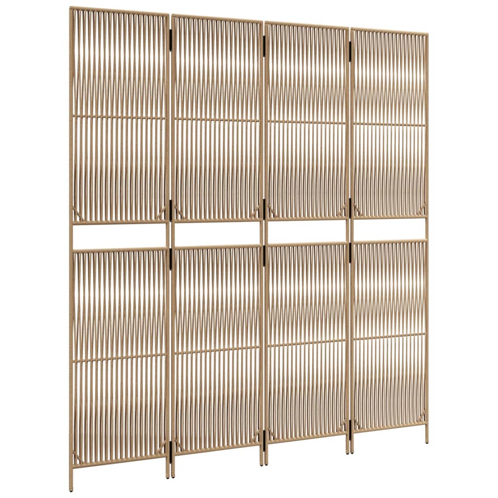 Room Divider with 4 Beige Panels in Polyrattan