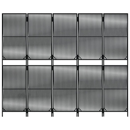 Divisorio per Ambienti a 5 Pannelli Nero in Polyrattan - homemem39