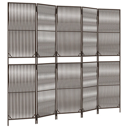 Divisorio per Ambienti a 5 Pannelli Marrone in Polyrattan - homemem39