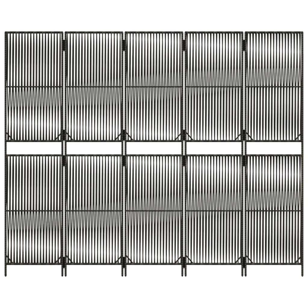 Divisorio per Ambienti a 5 Pannelli Grigio in Polyrattan - homemem39