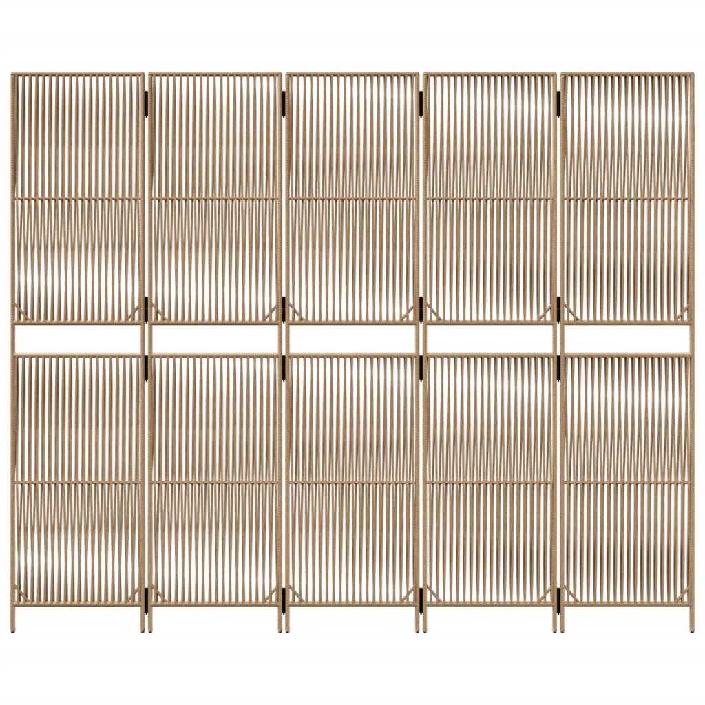 Divisorio per Ambienti a 5 Pannelli Beige in Polyrattan - homemem39