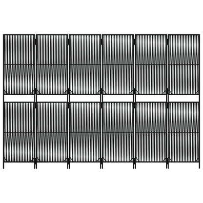 Divisorio per Ambienti a 6 Pannelli Nero in Polyrattan - homemem39