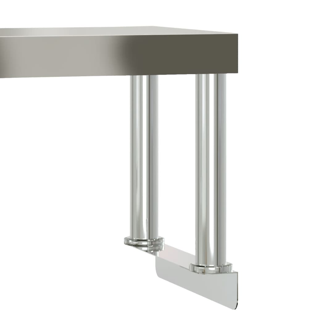 Tavolo Lavoro Cucina con Ripiano 110x55x120 cm Acciaio Inox | homemem39