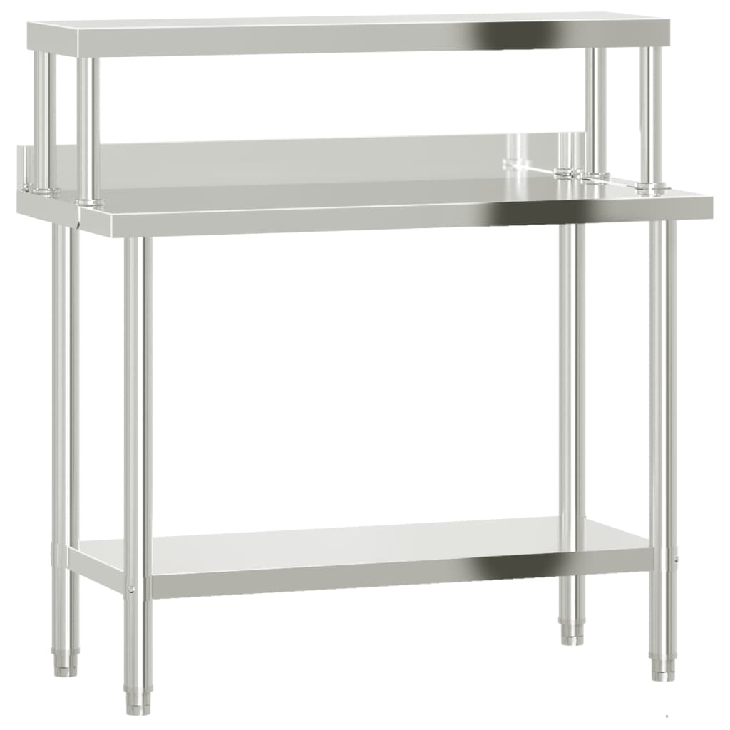 Tavolo Lavoro Cucina con Ripiano 110x55x120 cm Acciaio Inox - homemem39