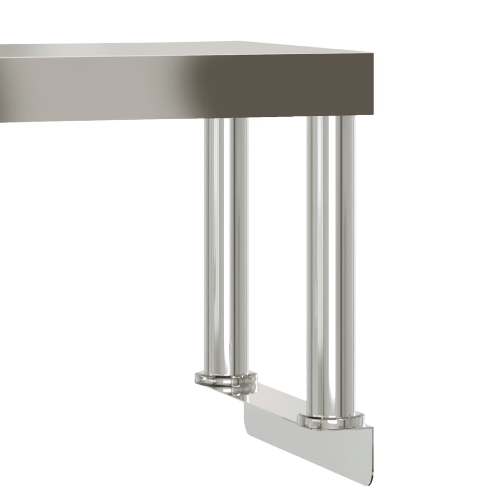 Tavolo Lavoro Cucina con Ripiano 110x55x120 cm Acciaio Inox | homemem39