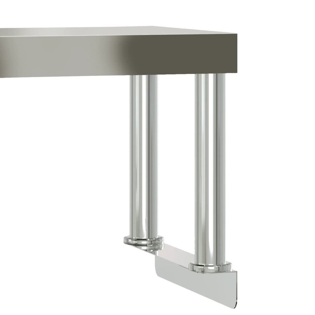 Tavolo Lavoro Cucina con Ripiano 110x55x120 cm Acciaio Inox | homemem39